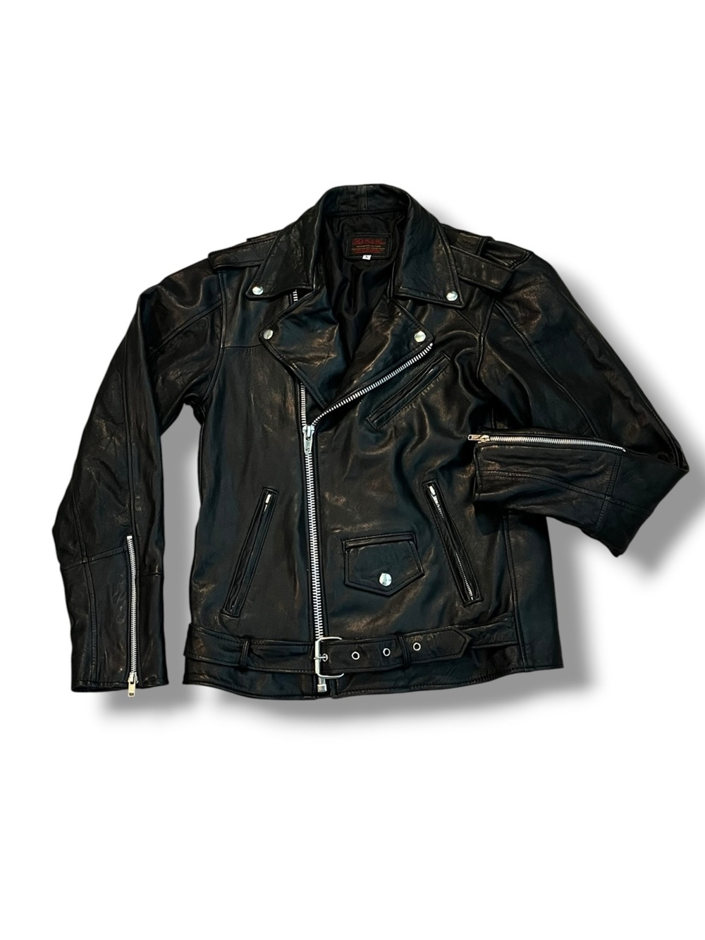 Pele Che Coco Leather Biker Jacker Womens Large Cropped Moto Zippers Belted